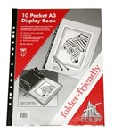 Colby Art Folder Friendly A3 10 Page Insert Front Cover Display Book BLACK